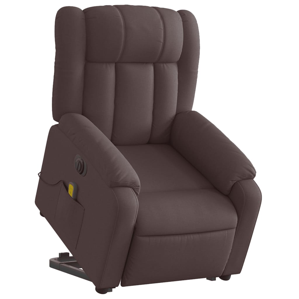 vidaXL Fauteuil inclinable de massage électrique Marron foncé Tissu