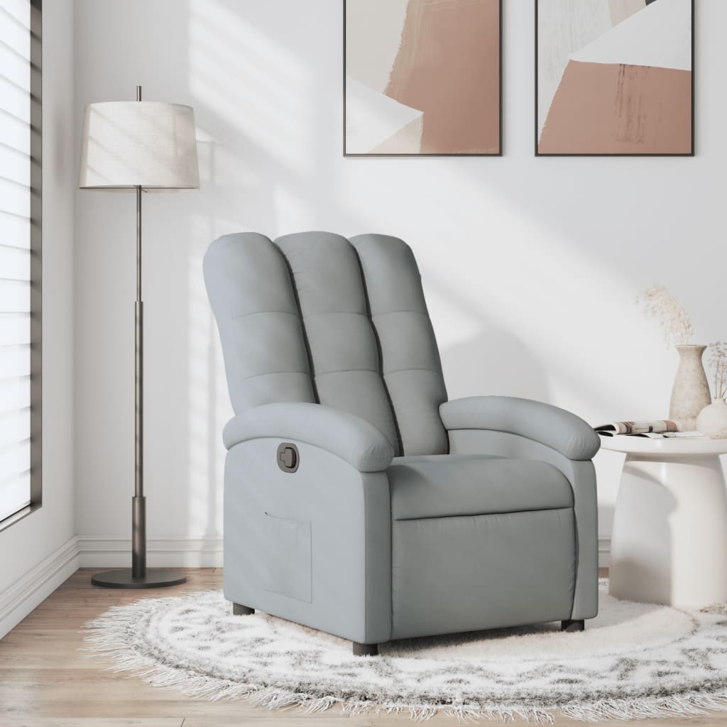 vidaXL Fotoliu rabatabil gri deschis, material textil