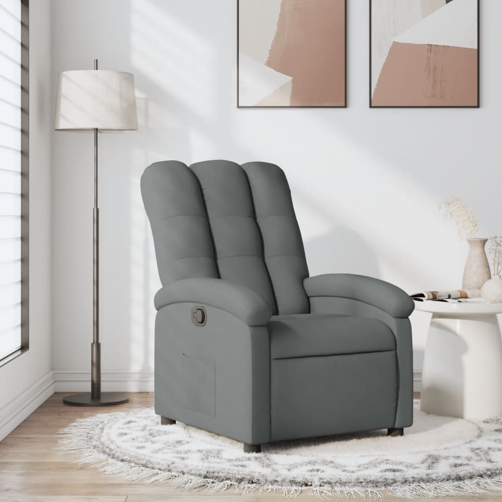 vidaXL Fotoliu rabatabil gri închis, material textil
