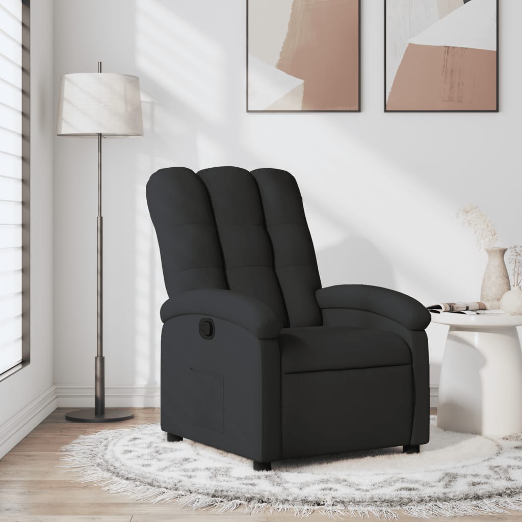vidaXL Fotoliu rabatabil din material textil negru