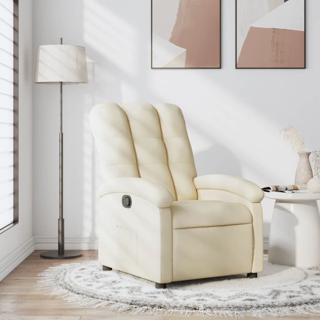 vidaXL Fotoliu rabatabil, material textil crem