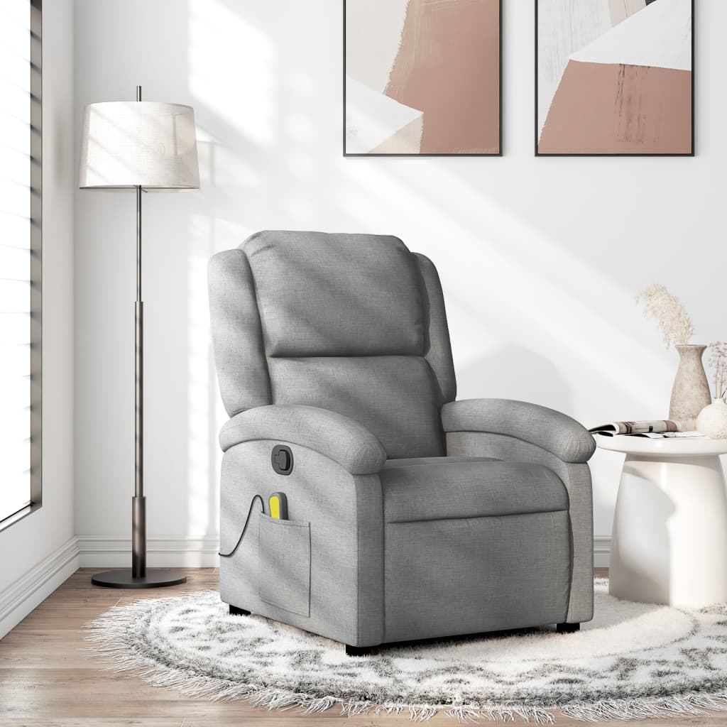 vidaXL Massage-Relaxsessel, hellgrauer Stoff