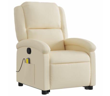 vidaXL Stand up Massage Recliner Chair Cream Fabric