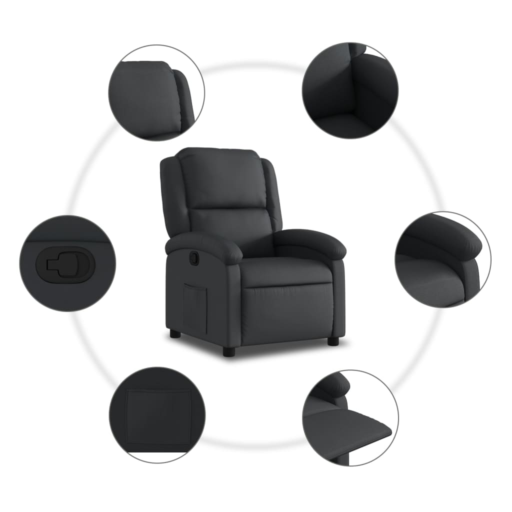 Relaxsessel Echtleder Schwarz vidaXL - Produktbild 4