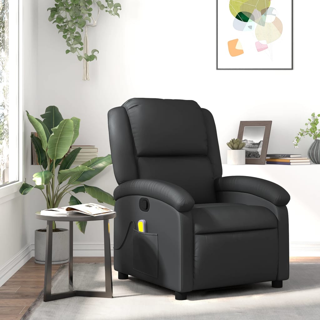 vidaXL Massagesessel Relaxsessel Echtleder Schwarz