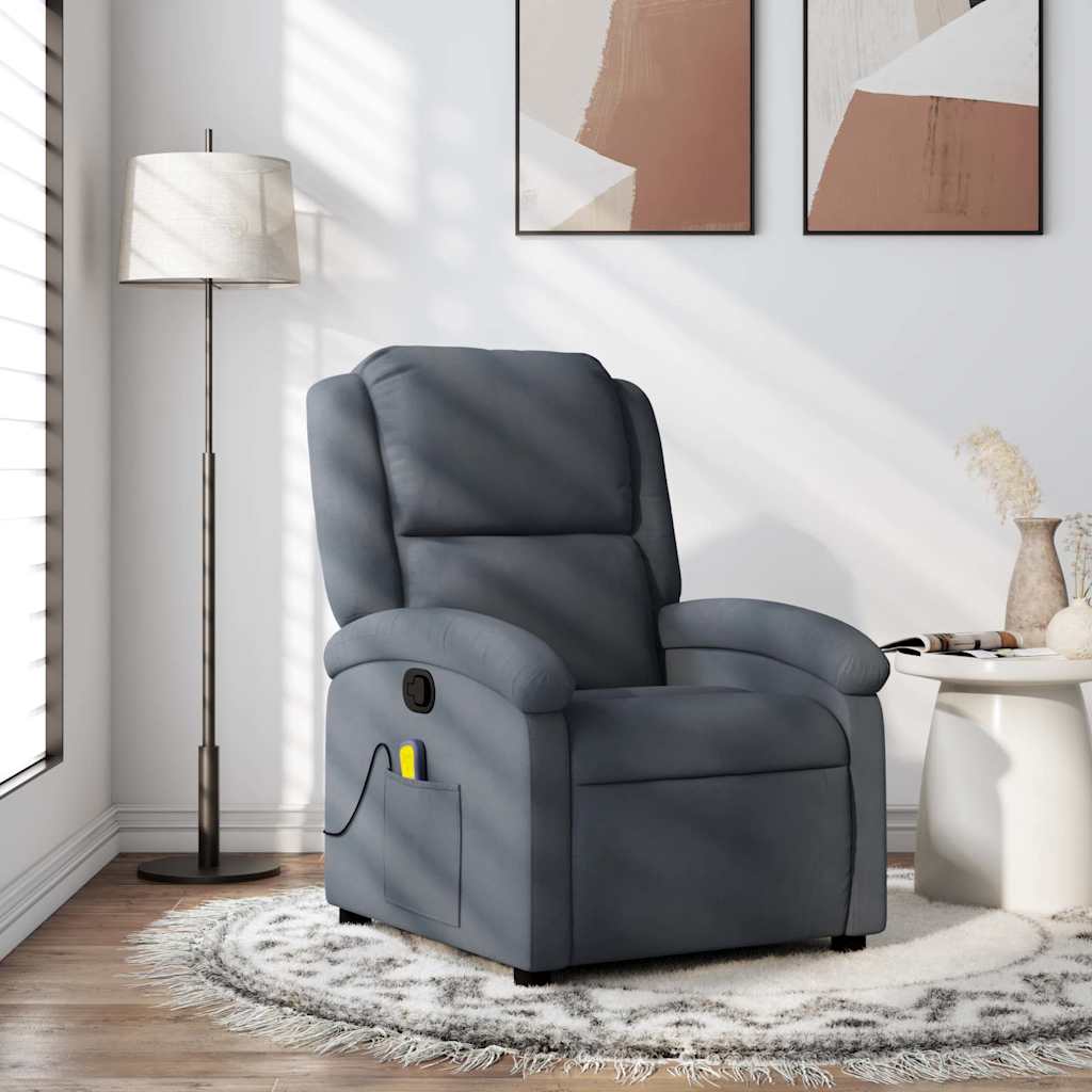 vidaXL Massage-Relaxsessel, dunkelgrauer Samt