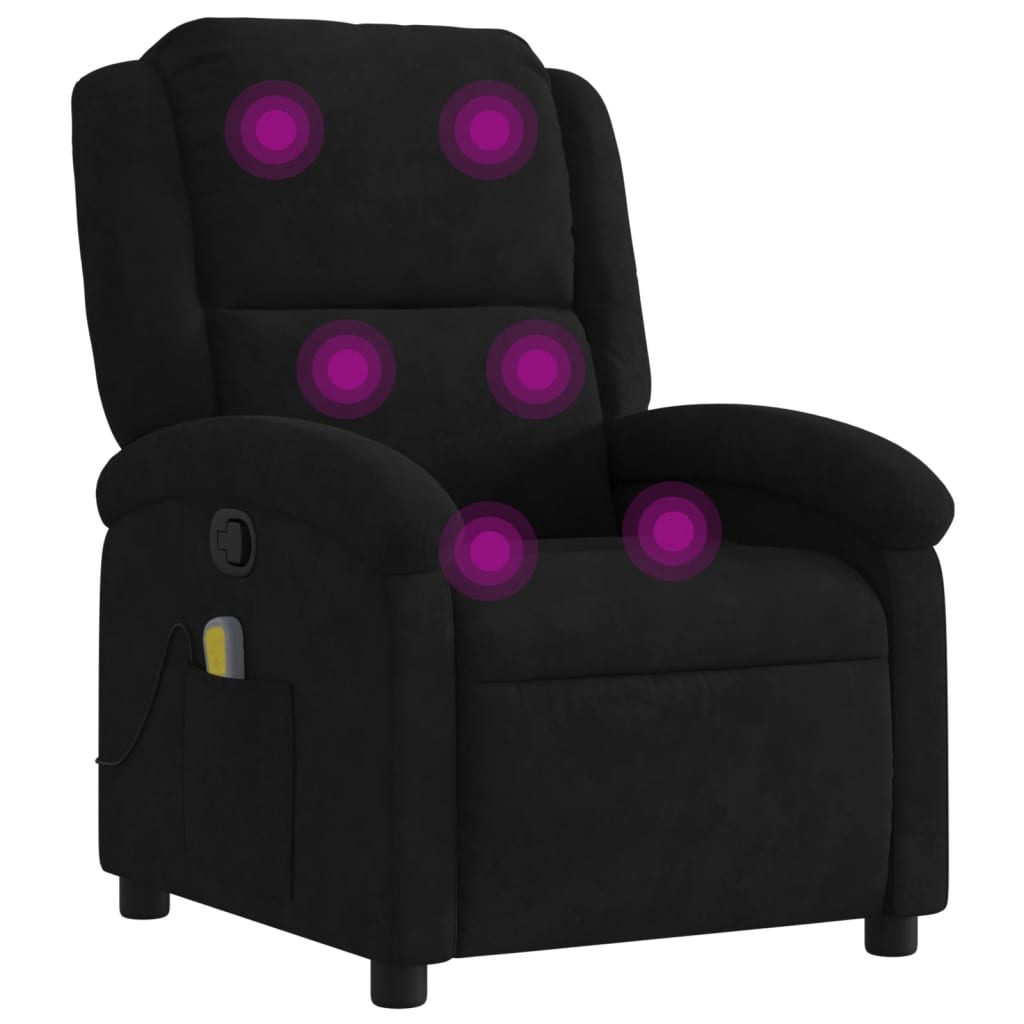 Image of vidaXL Massage Recliner Chair Black Velvet