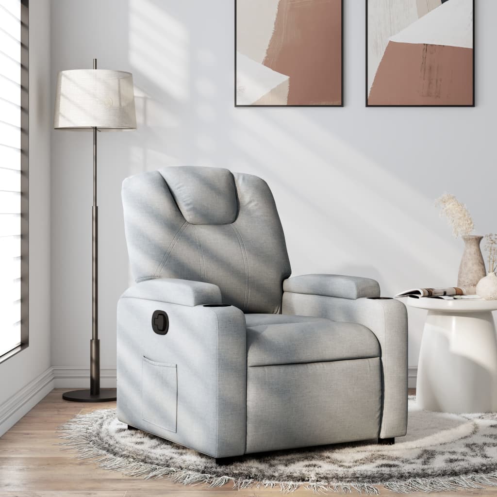 vidaXL Fotoliu rabatabil gri deschis, material textil