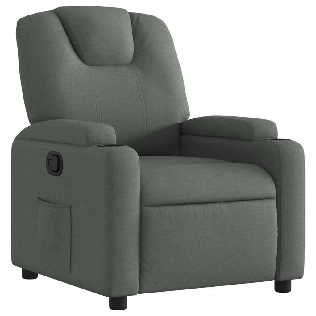 Recliner Chair Dark Grey 100% Polyester, Metal, Plywood Single
