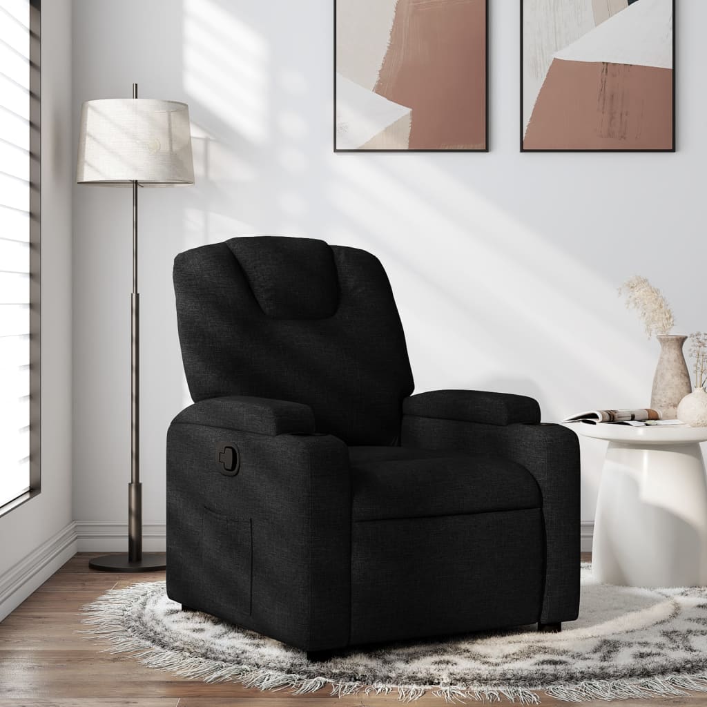 vidaXL Fotoliu rabatabil din material textil negru