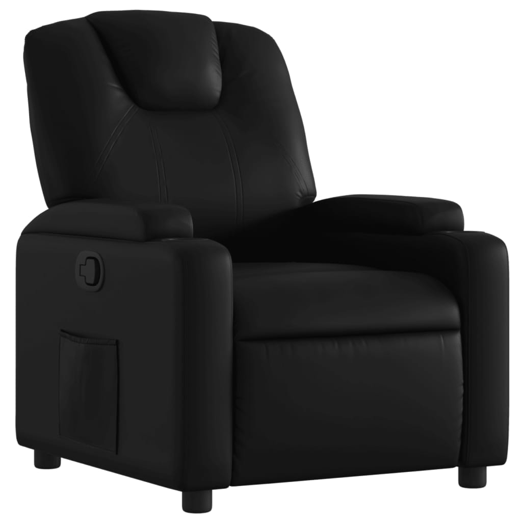 Recliner Chair Black Faux leather Standard Adjustable Footrests