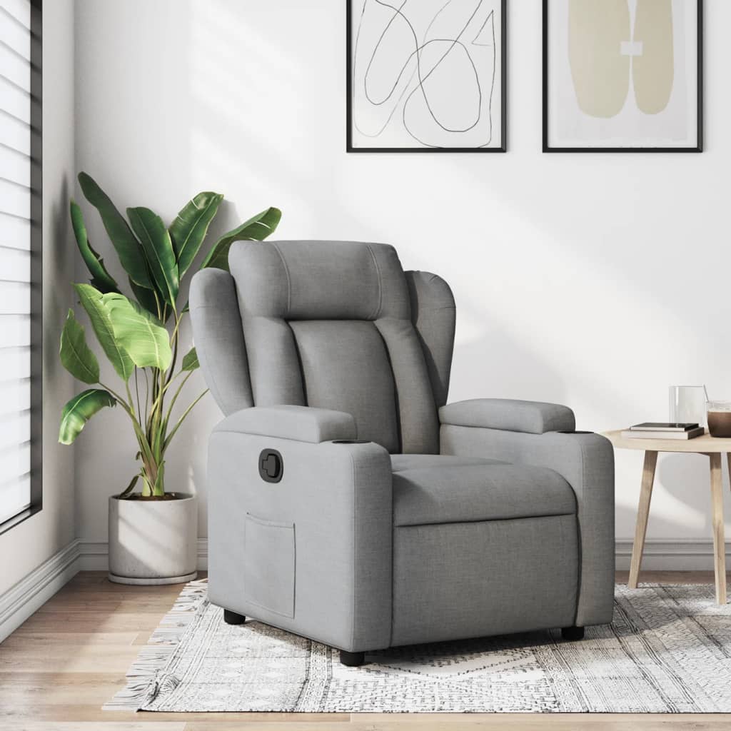 vidaXL Fotoliu rabatabil gri deschis, material textil