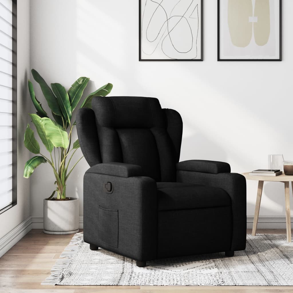 vidaXL Fotoliu rabatabil din material textil negru