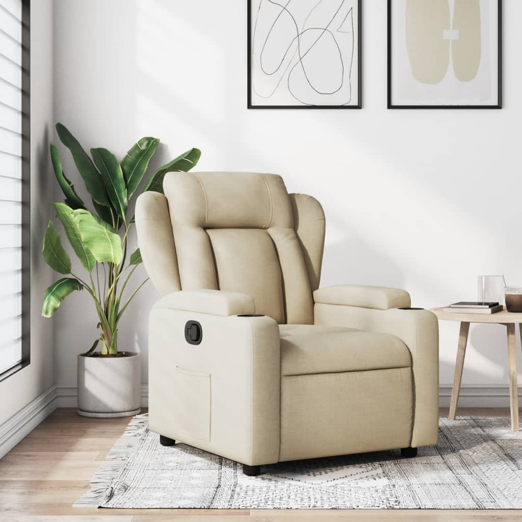 vidaXL Fotoliu rabatabil, material textil crem