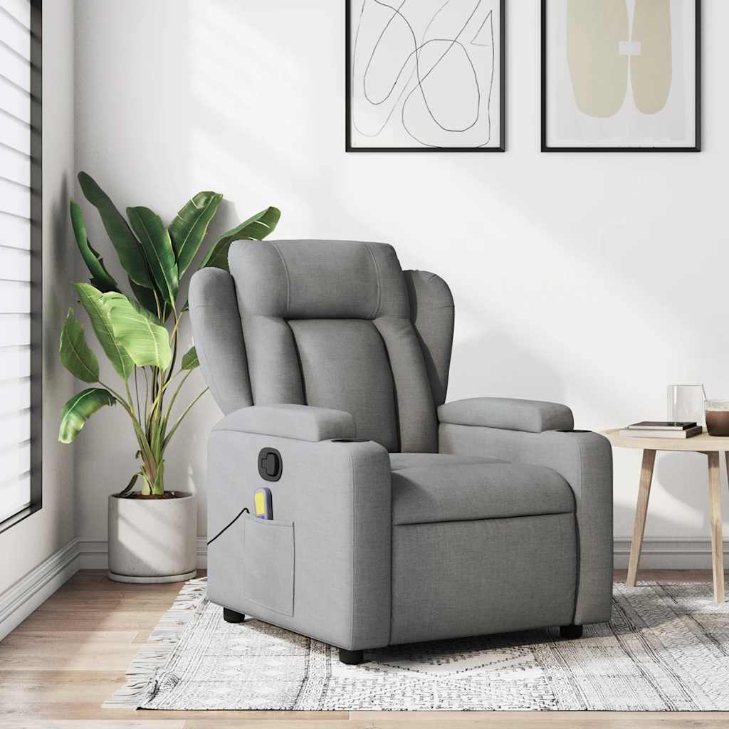 vidaXL Massage-Relaxsessel, hellgrauer Stoff