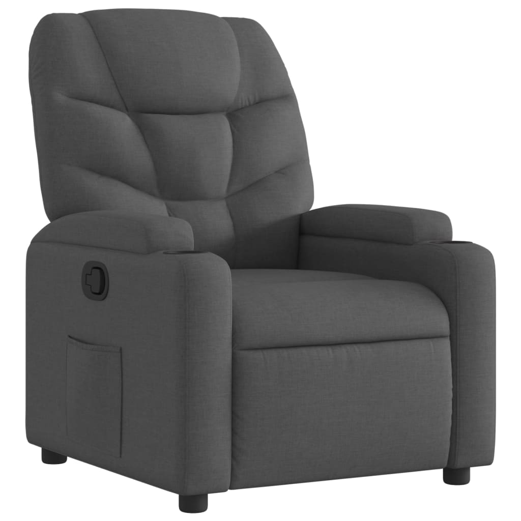 Recliner Chair Dark grey Fabric (100% polyester), metal, plywood