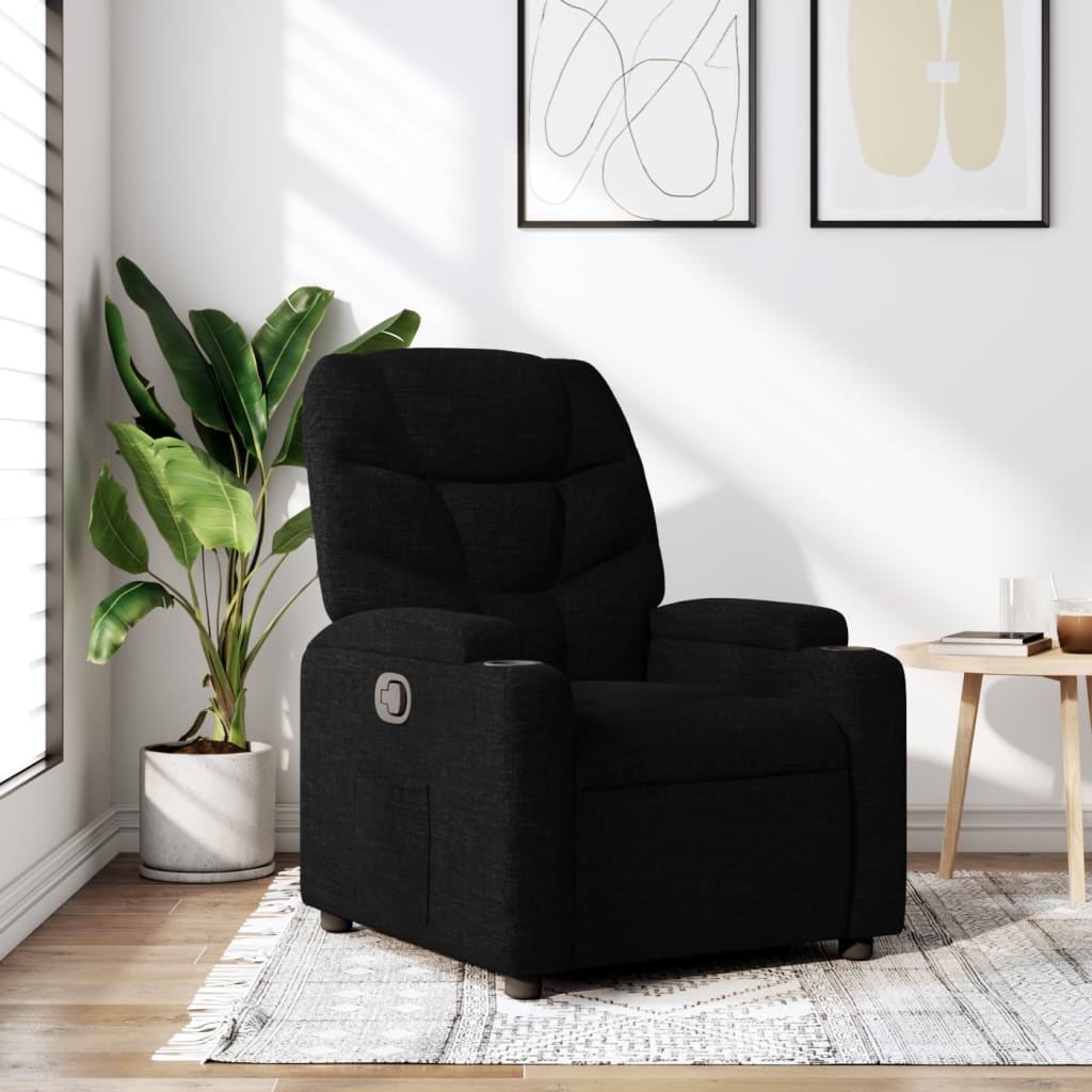 vidaXL Fotoliu rabatabil din material textil negru