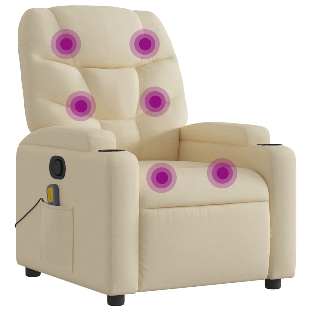 Image of vidaXL Massage Recliner Chair Cream Fabric