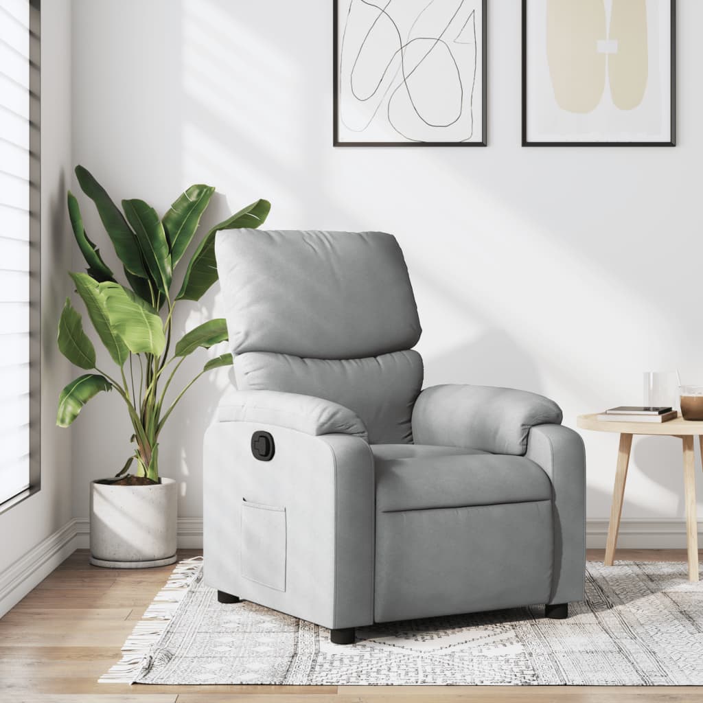 vidaXL Fotoliu rabatabil gri deschis, material textil