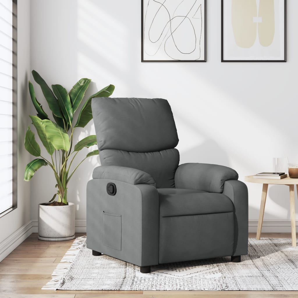 vidaXL Fotoliu rabatabil gri închis, material textil