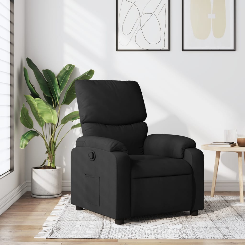 vidaXL Fotoliu rabatabil din material textil negru