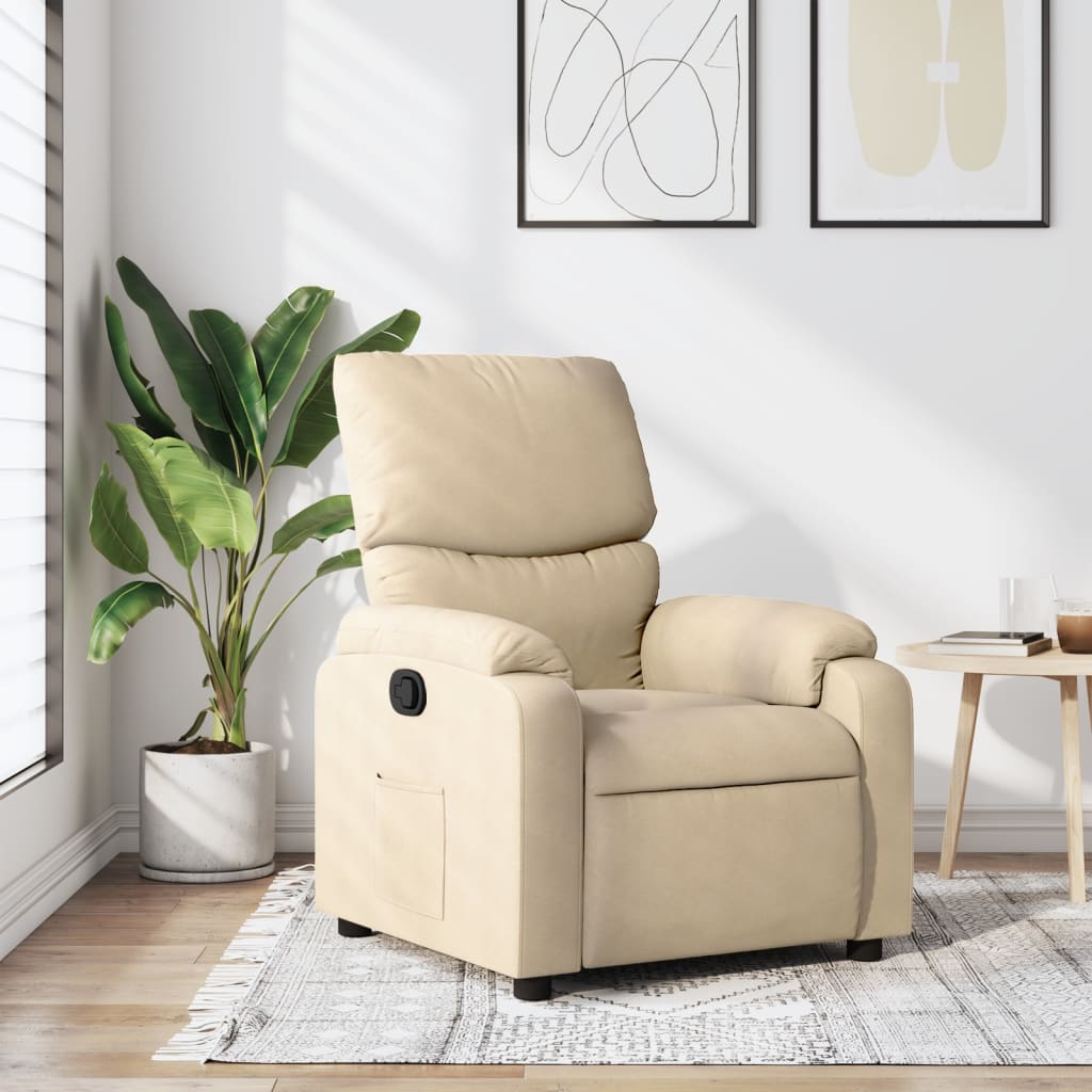 vidaXL Fotoliu rabatabil, material textil crem