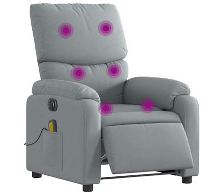 vidaXL Electric Massage Recliner Chair Light Grey Fabric