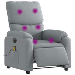 vidaXL Electric Massage Recliner Chair Light Grey Fabric