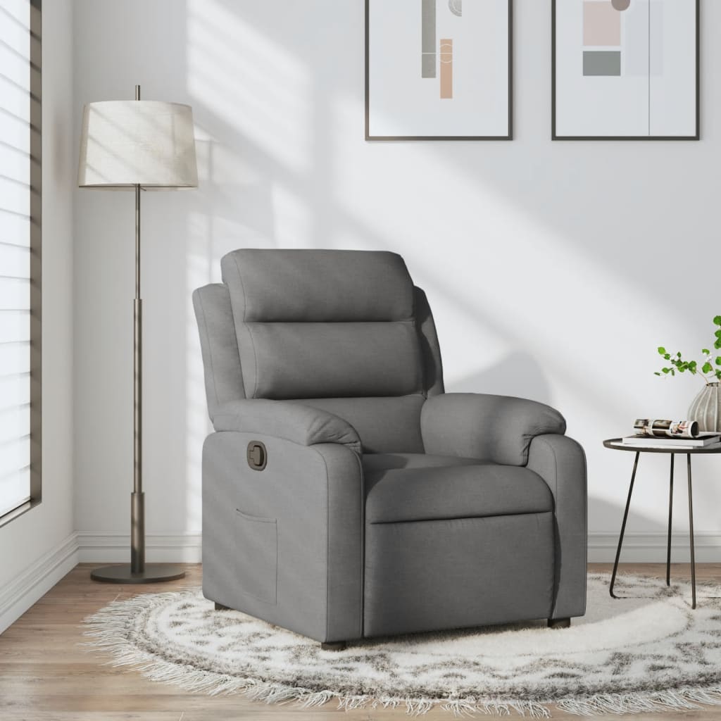 vidaXL Fotoliu rabatabil gri închis, material textil