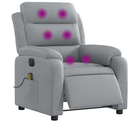 vidaXL Electric Massage Recliner Chair Light Grey Fabric
