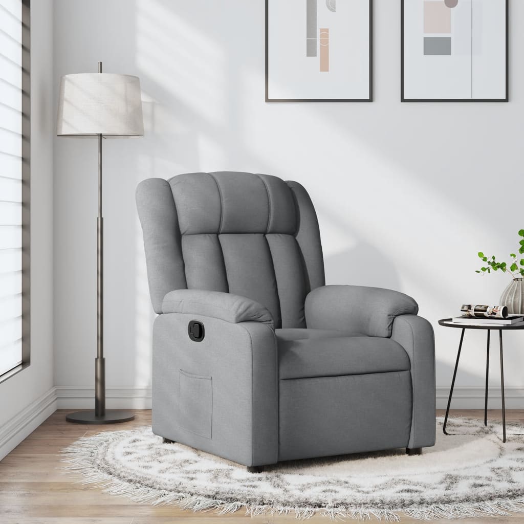 vidaXL Fotoliu rabatabil gri deschis, material textil