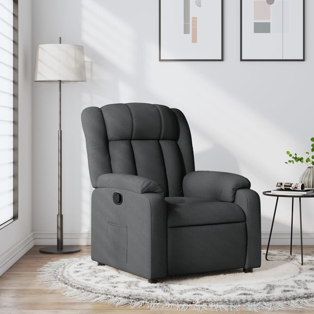 vidaXL Fotoliu rabatabil gri închis, material textil