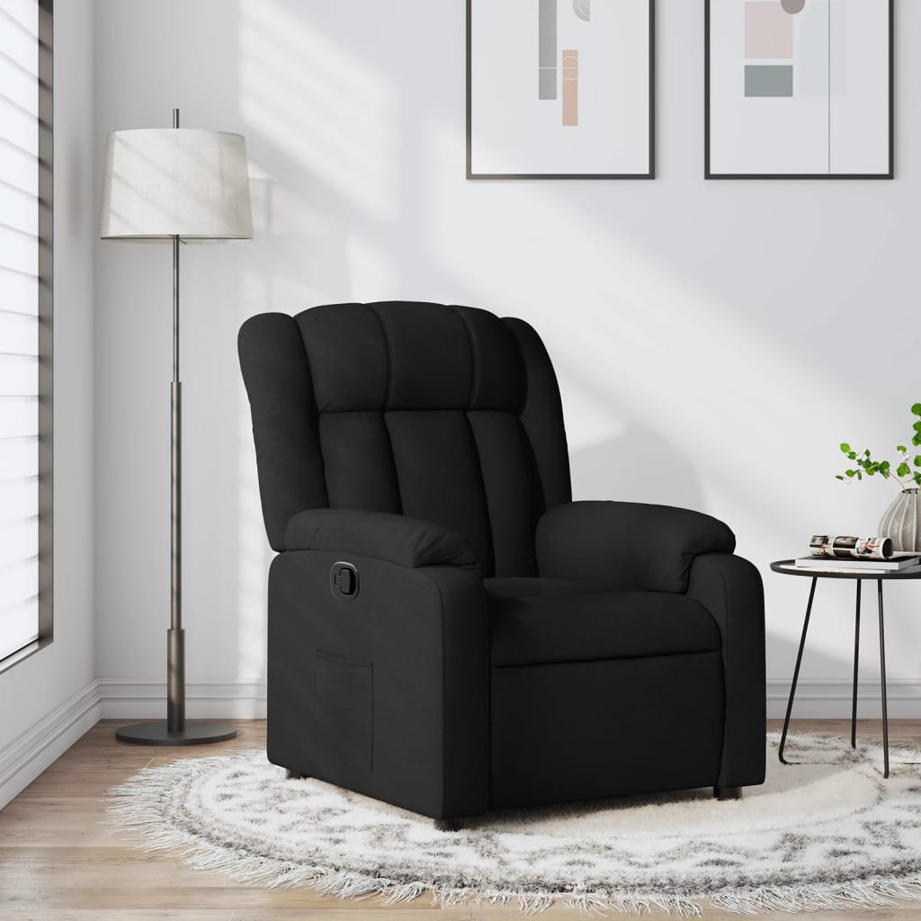 vidaXL Fotoliu rabatabil din material textil negru