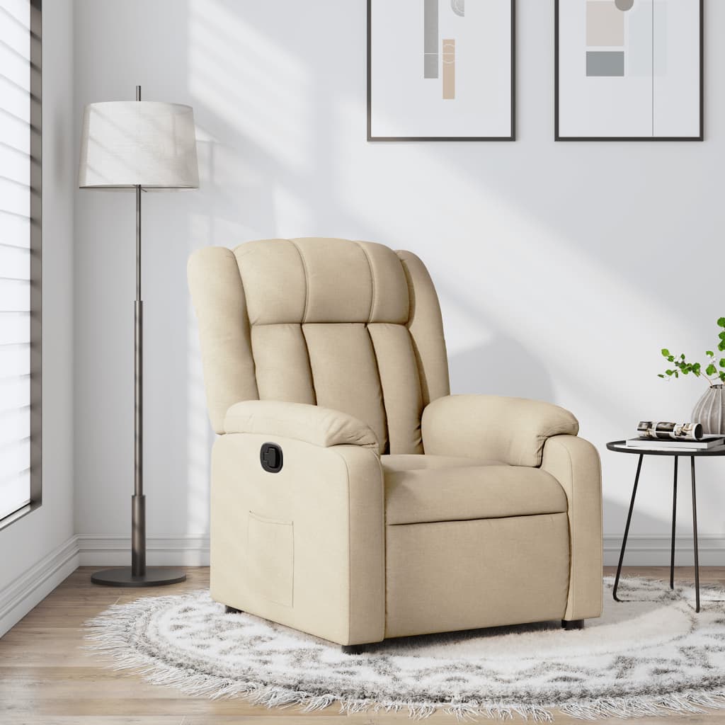vidaXL Fotoliu rabatabil, material textil crem