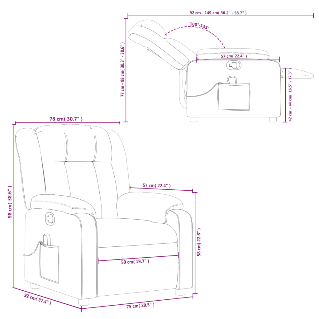 Cozy Adjustable Recliner Chair with Massage vidaXL - Picture 33 of 54
