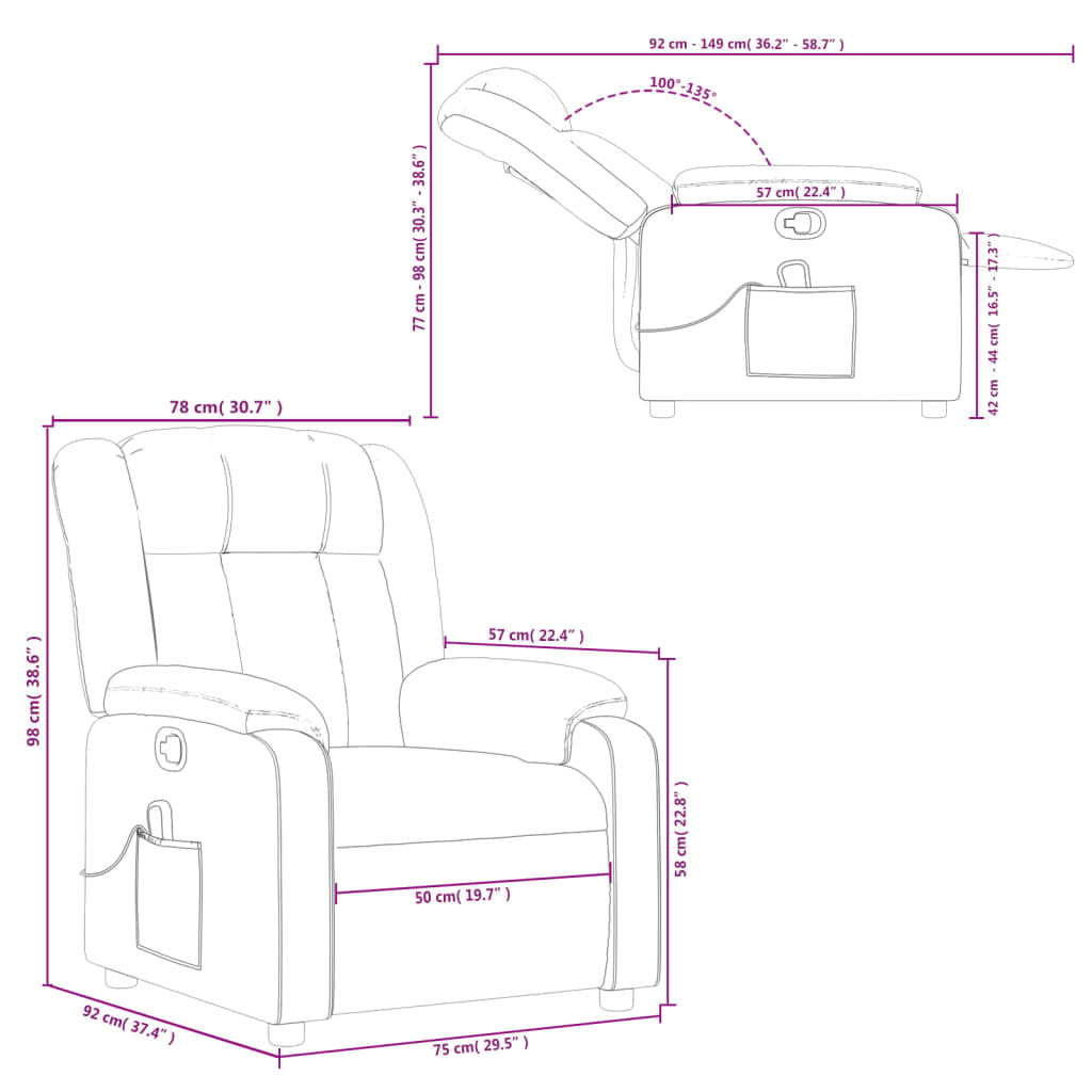 Cozy Adjustable Recliner Chair with Massage vidaXL - Picture 22 of 54