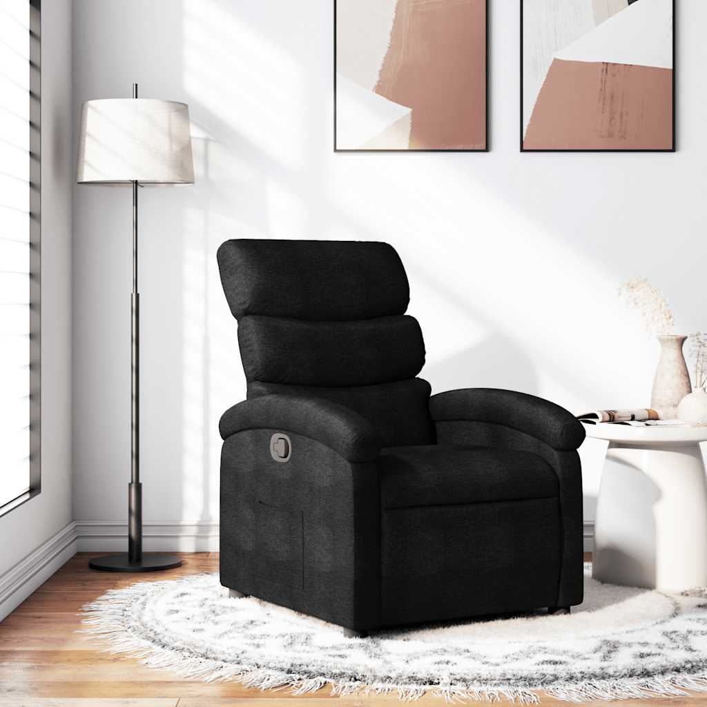 vidaXL Fotoliu rabatabil din material textil negru