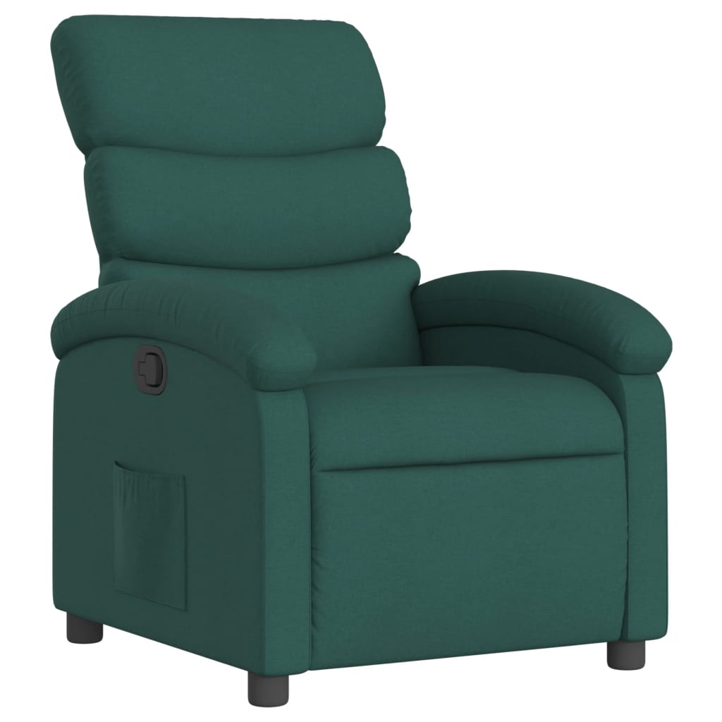 Image of vidaXL Recliner Chair Dark Green Fabric