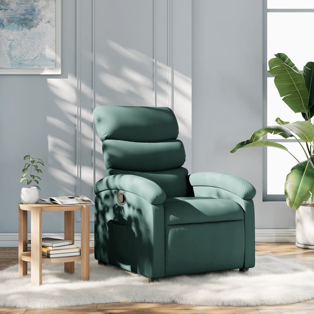 vidaXL Fotoliu rabatabil verde închis, material textil