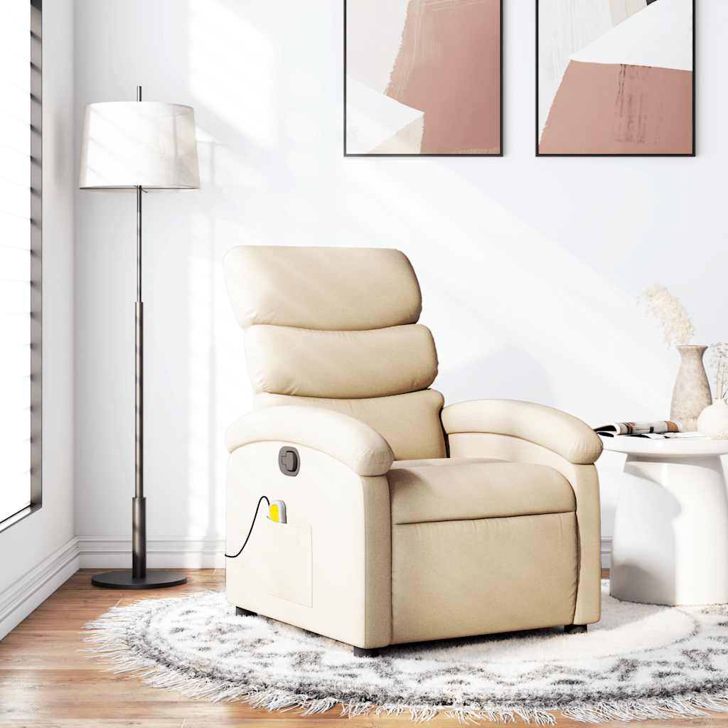 Massage-Relaxsessel, cremefarbener Stoff