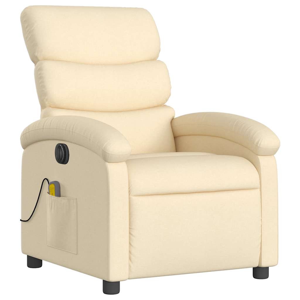 vidaXL Electric Massage Recliner Chair Cream Fabric