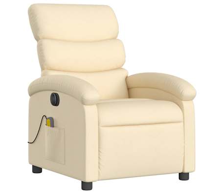 vidaXL Electric Massage Recliner Chair Cream Fabric