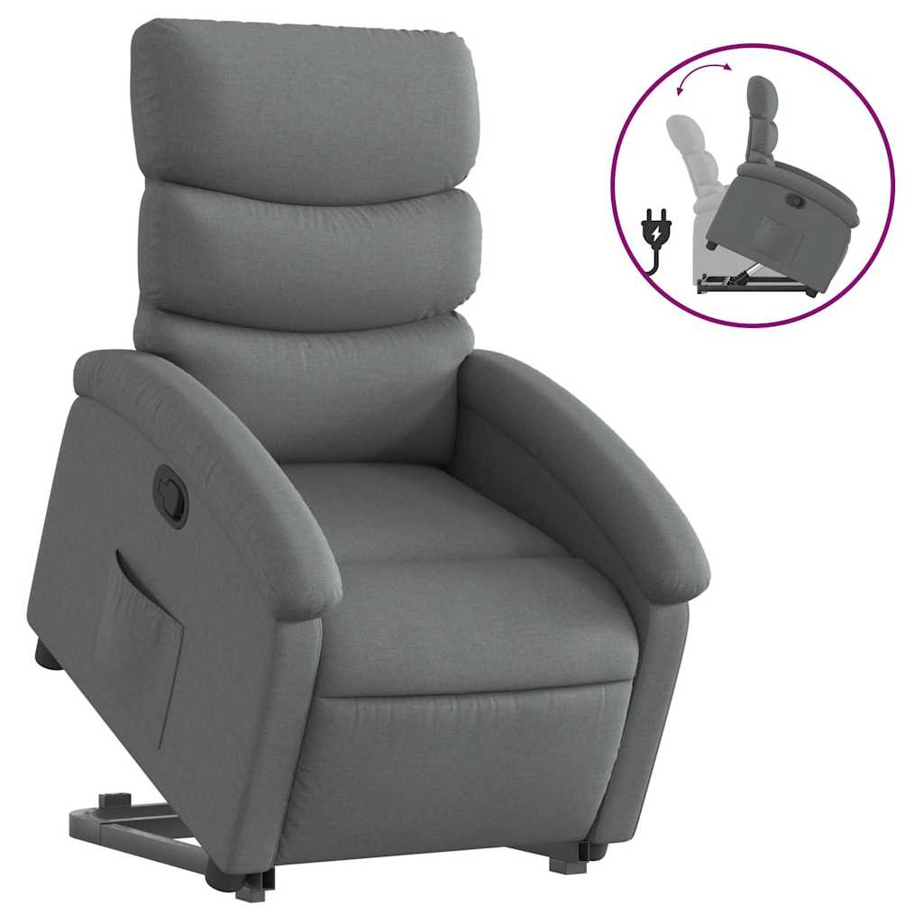 Stand Up Recliner Chair Dark Grey Polyester, Metal, Plywood