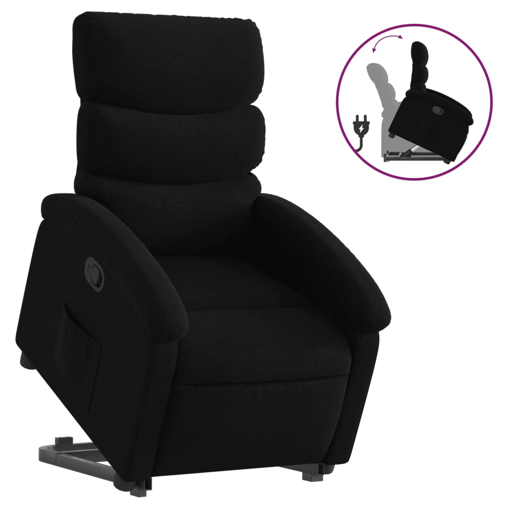 Image of vidaXL Stand up Recliner Chair Black Fabric