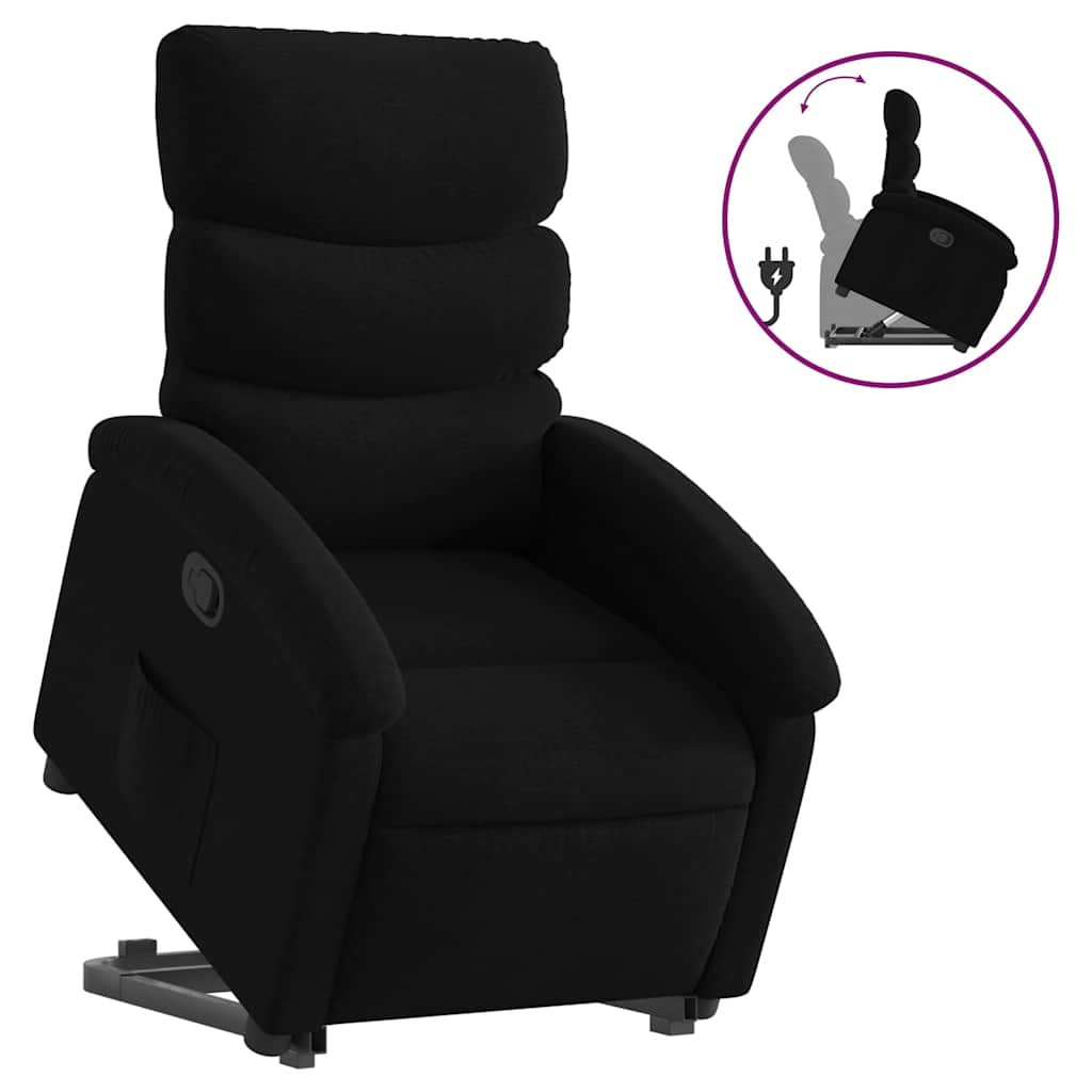 Stand Up Recliner Chair Black Polyester Medium Recliner Chair