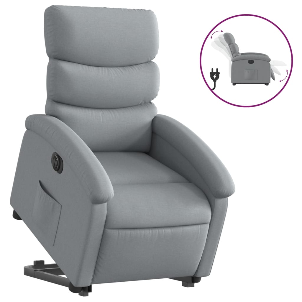 Image of vidaXL Electric Stand up Recliner Chair Light Grey Fabric