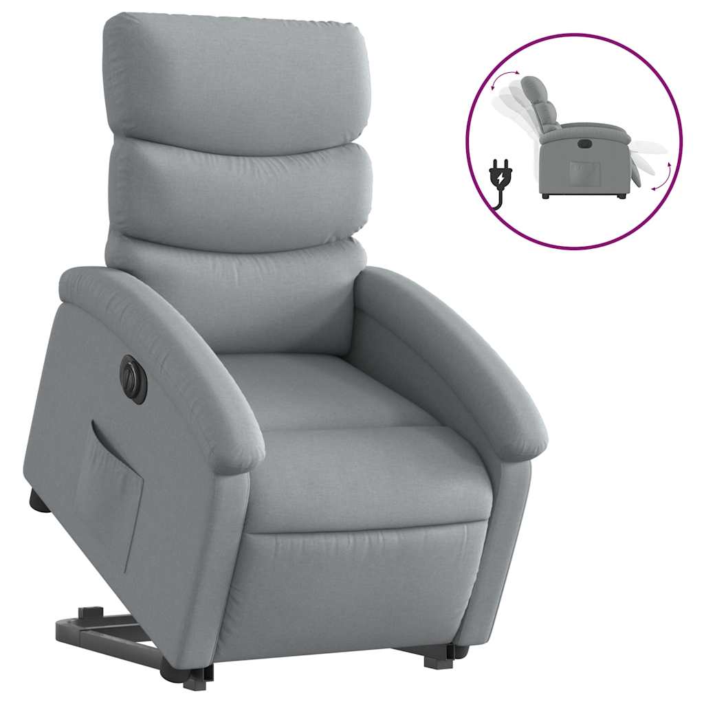 Electric Stand Up Recliner Chair Light gray Polyester, Metal, Plywood