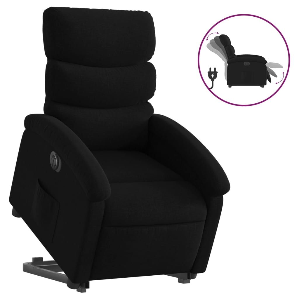 Image of vidaXL Electric Stand up Recliner Chair Black Fabric