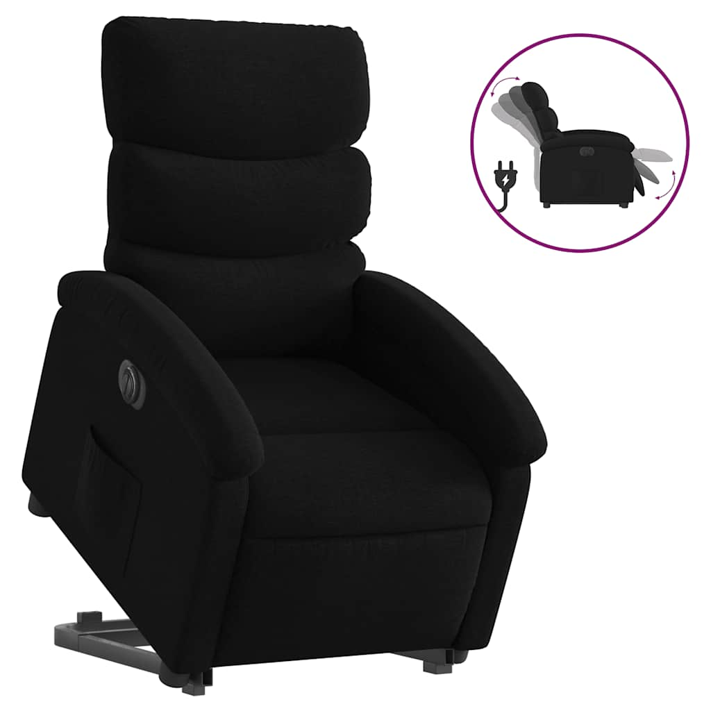 VidaXL Fauteuil Inclinable électrique Noir Tissu