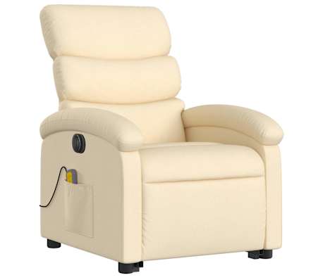 vidaXL Electric Stand up Massage Recliner Chair Cream Fabric